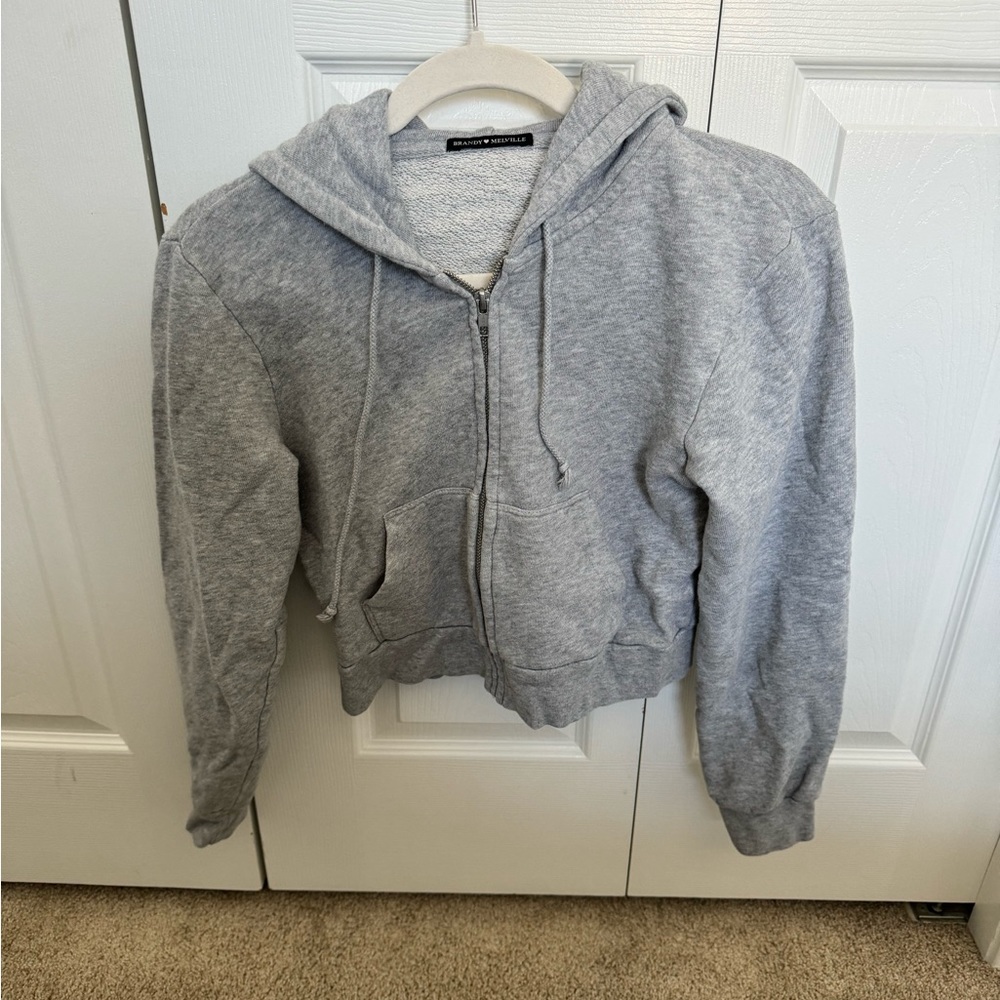 brandy grey cropped zip up